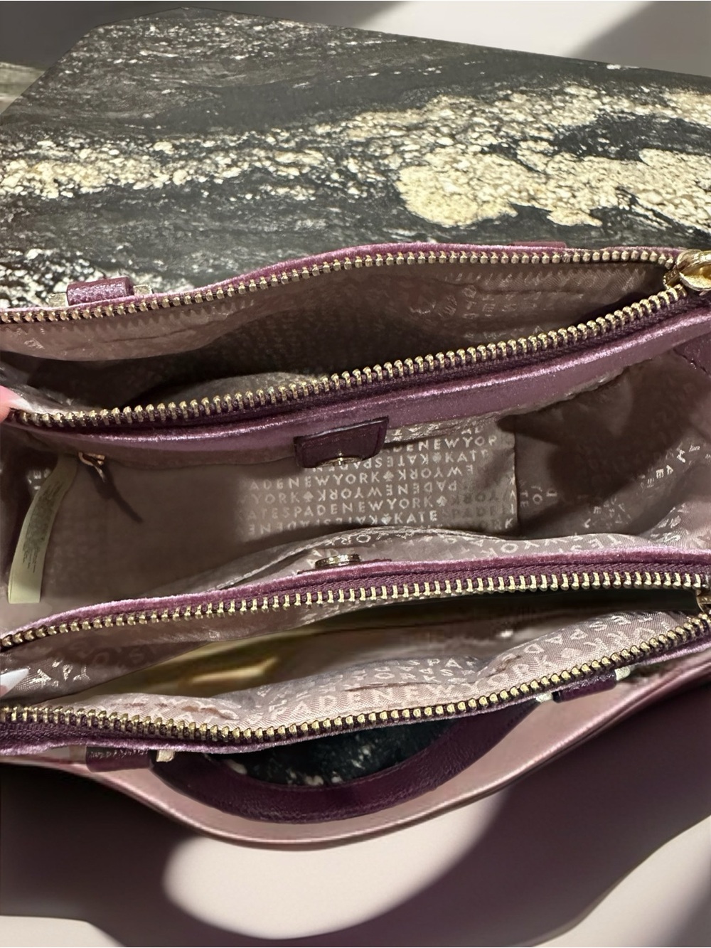 kate spade💜Plum Velvet Top-Handle Satchel with Gold Hardware - Picture 9 of 11